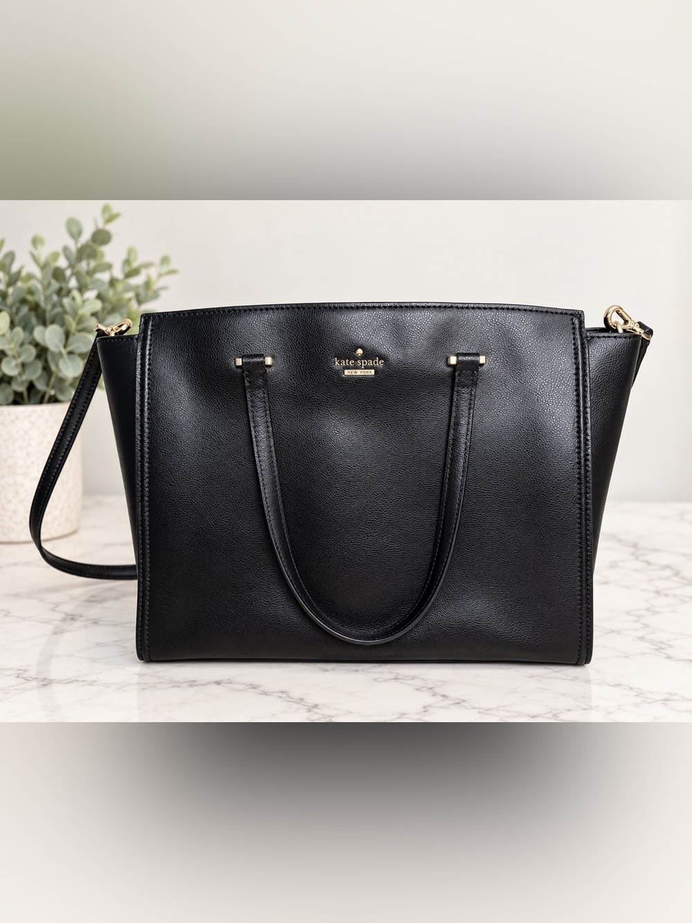 Kate Spade Patterson Drive Geraldine Satchel Black Leather Shoulder Bag EUC $329